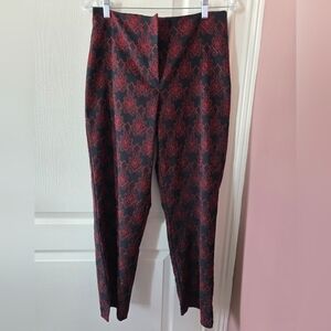 Worthington Black and Red Patterned Straight Leg Pants